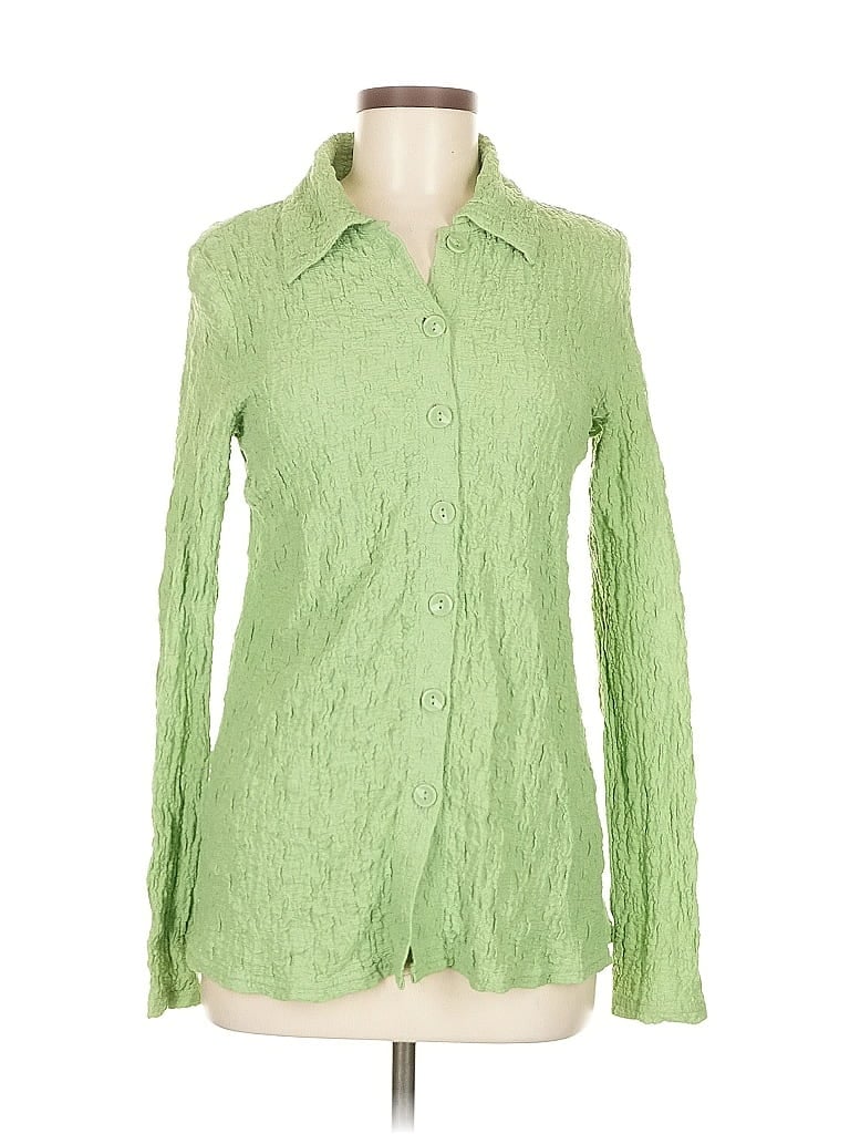 Pre-owned Mng Long Sleeve Blouse In Green