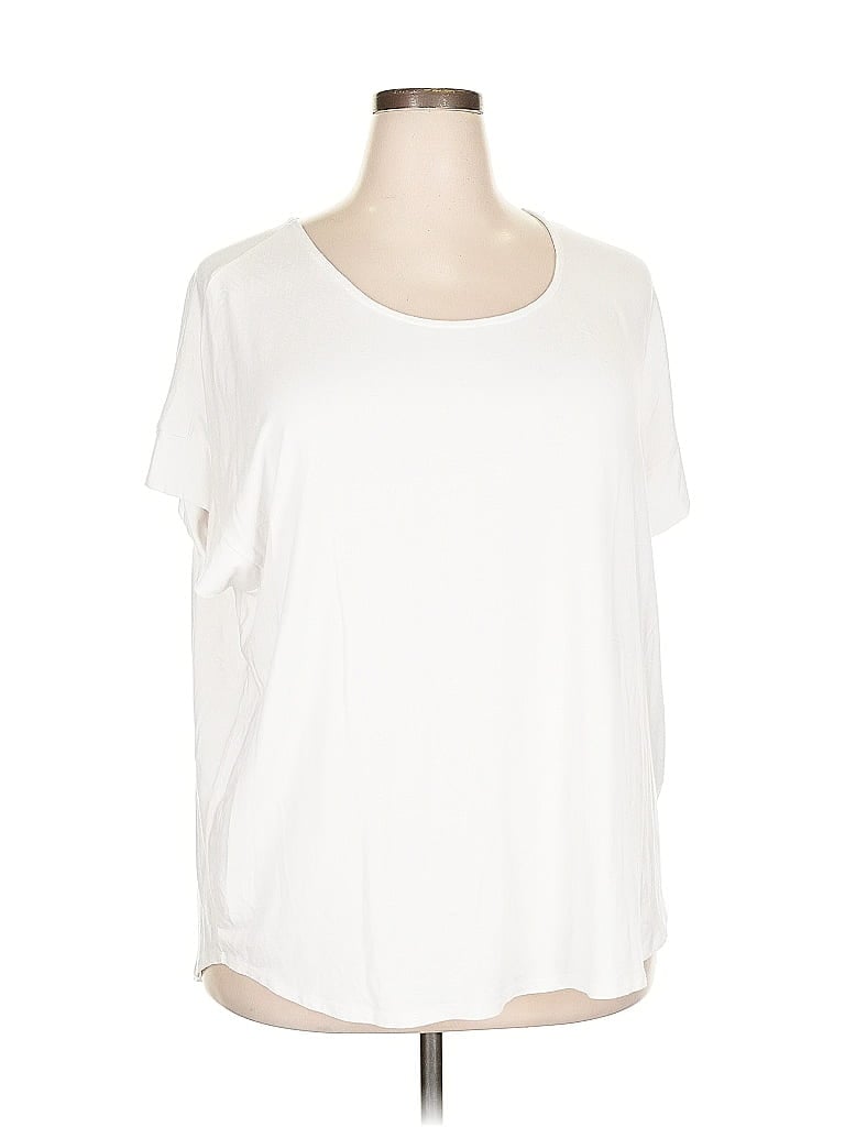 Pre-owned Cupio Short Sleeve Top Ivory Scoop Neck Tops In White