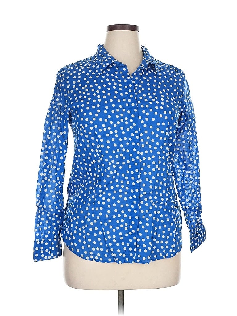 Pre-owned Coldwater Creek Long Sleeve Button Down Shirt In Blue