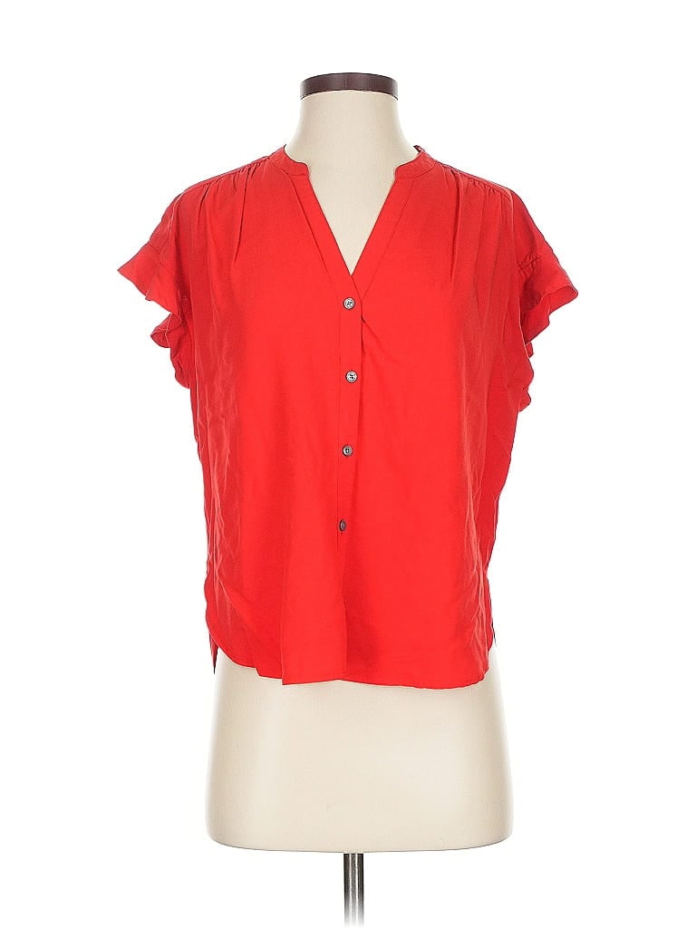 Pre-owned J.crew Mercantile Short Sleeve Blouse In Red