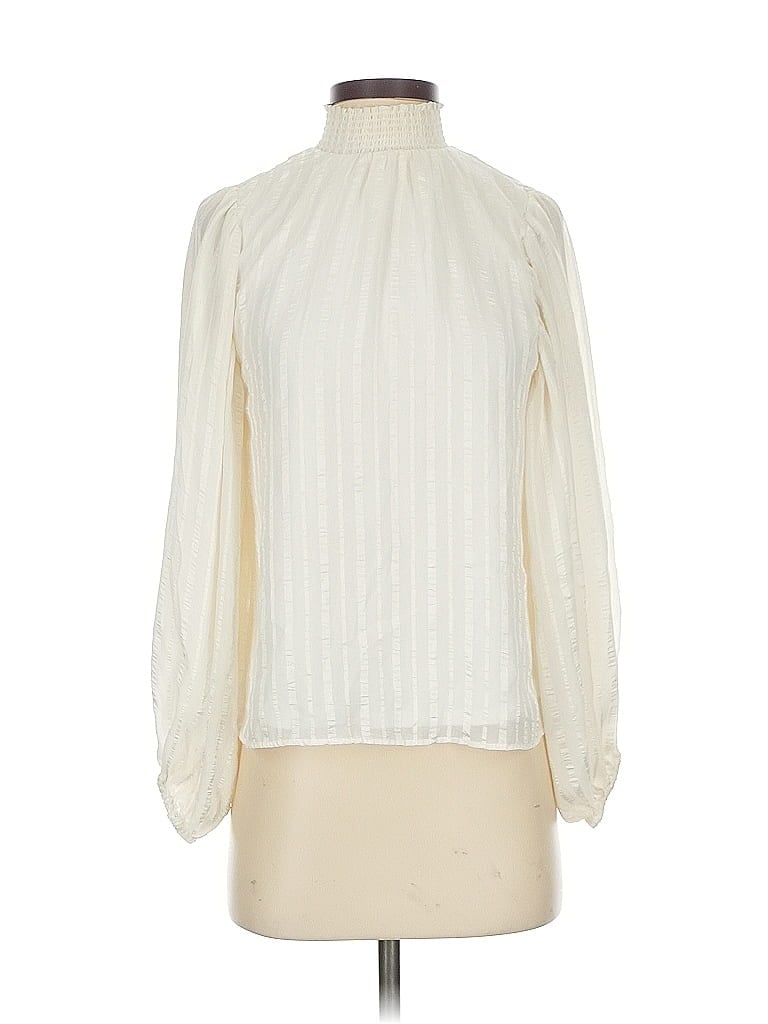Pre-owned 1.state Long Sleeve Blouse In White