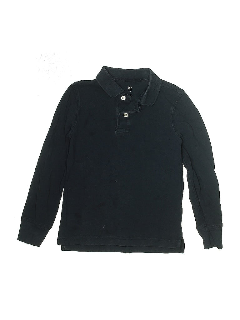 Pre-owned Gap Kids' Long Sleeve Polo Shirt In Black