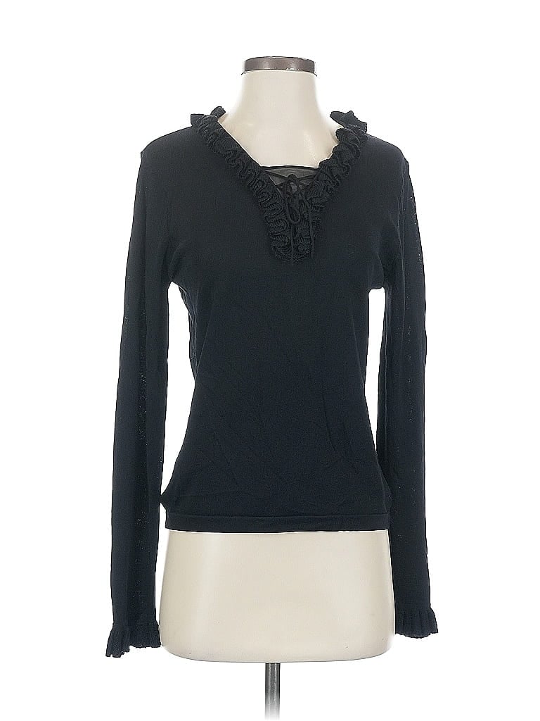 Click to view more detailed imagery on our partner's website Pre-owned Gloria Vanderbilt Long Sleeve Top Black Sweetheart Neckline Tops