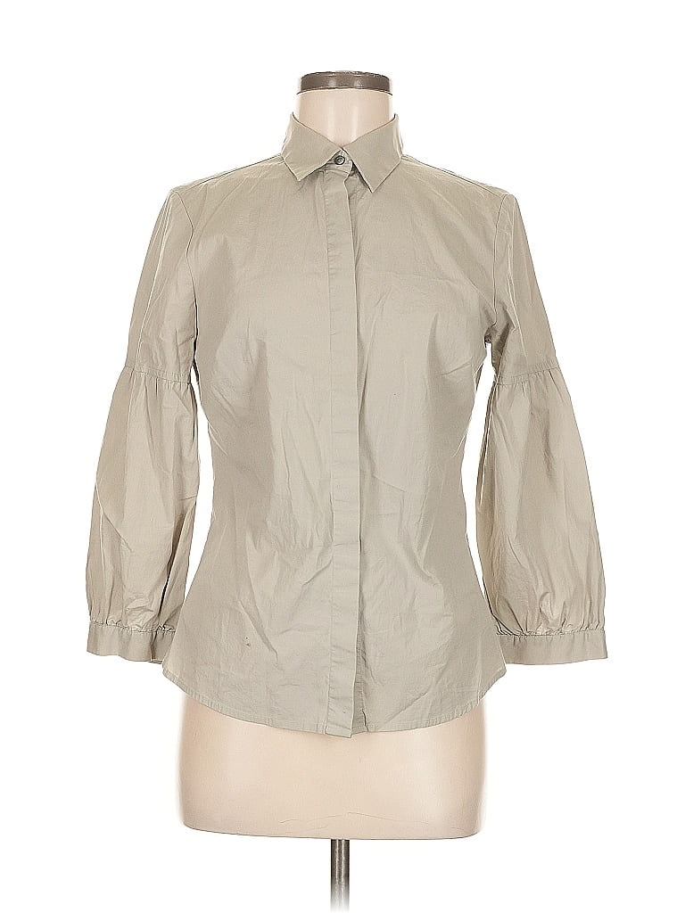 Pre-owned The Limited 3/4 Sleeve Button Down Shirt In Gray