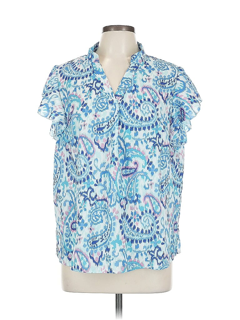 Pre-owned Shein Curve Short Sleeve Polo Shirt In Blue