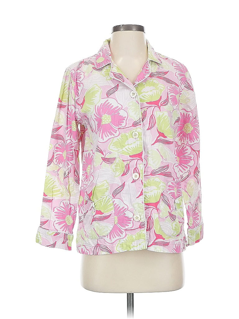 Pre-owned Lilly Pulitzer 3/4 Sleeve Button Down Shirt In Pink