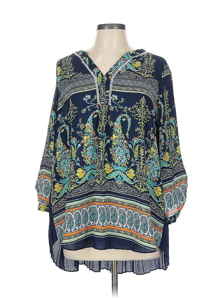 Click to view more detailed imagery on our partner's website Pre-owned Sami & Jo 3/4 Sleeve Blouse In Blue