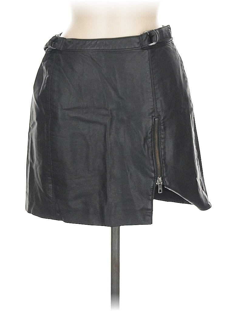 Pre-owned Free People Faux Leather Skirt In Black