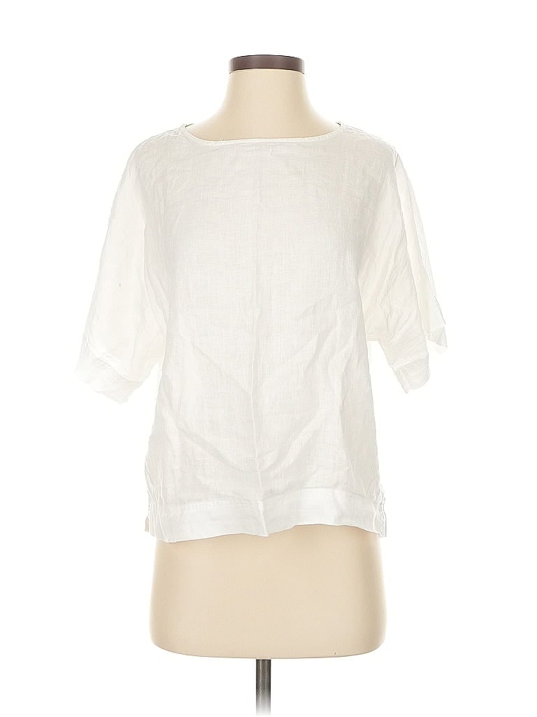 Pre-owned Chico's Short Sleeve Blouse In White