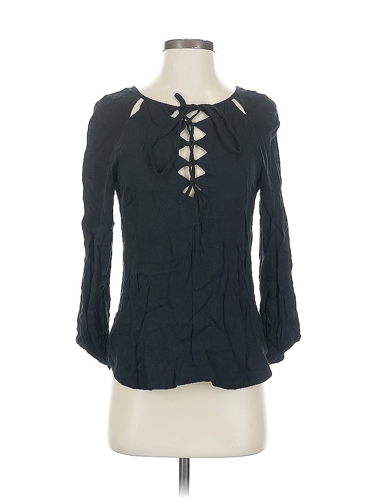 Pre-owned Ella Moss 3/4 Sleeve Blouse In Black