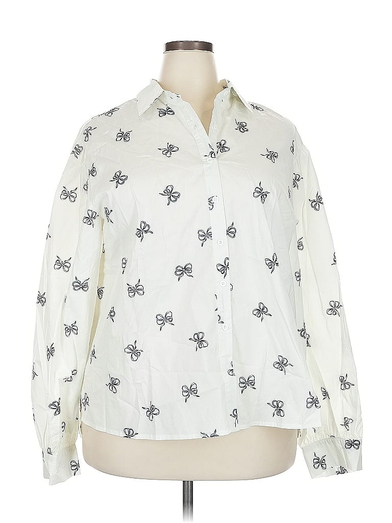 Pre-owned Geegee Long Sleeve Blouse In White