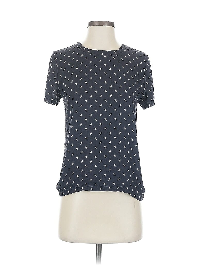 Pre-owned Ann Taylor Loft Short Sleeve Top Blue Stars Pattern Crew Neck Tops