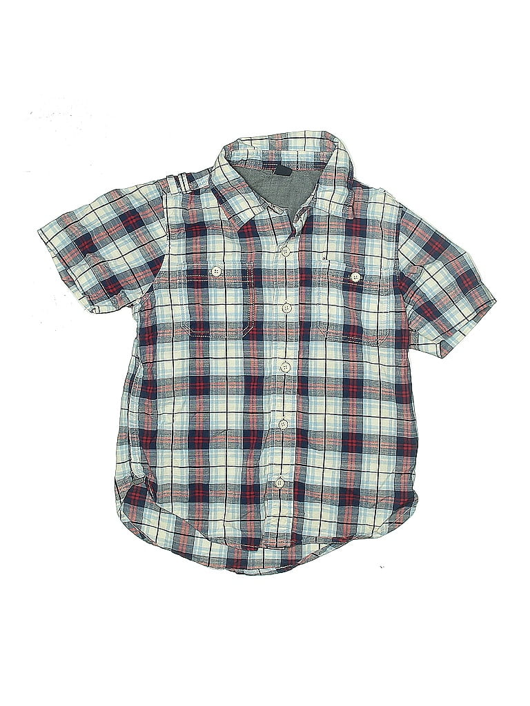 Pre-owned Baby Gap Kids' Short Sleeve Button Down Shirt In Blue