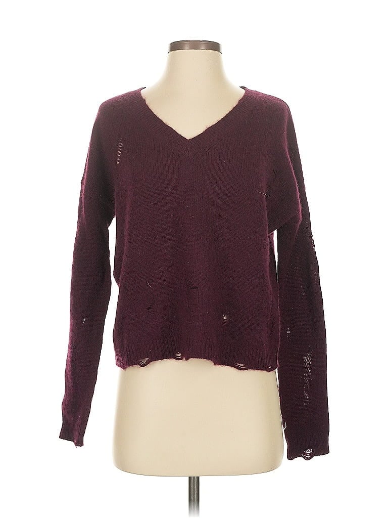 Pre-owned Aqua Cashmere Pullover Sweater In Burgundy