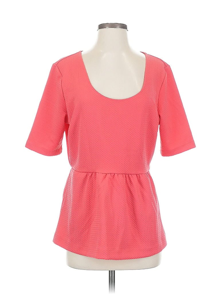 Pre-owned Daisy Fuentes Short Sleeve Top Pink Scoop Neck Tops