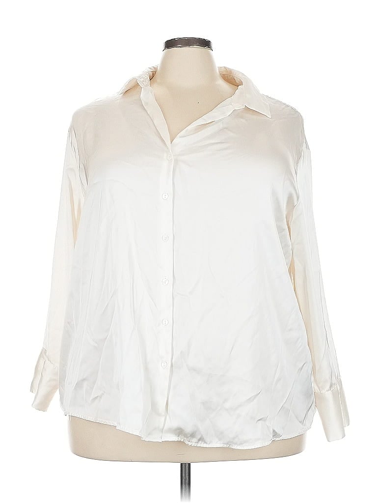 Pre-owned Torrid 3/4 Sleeve Blouse In White