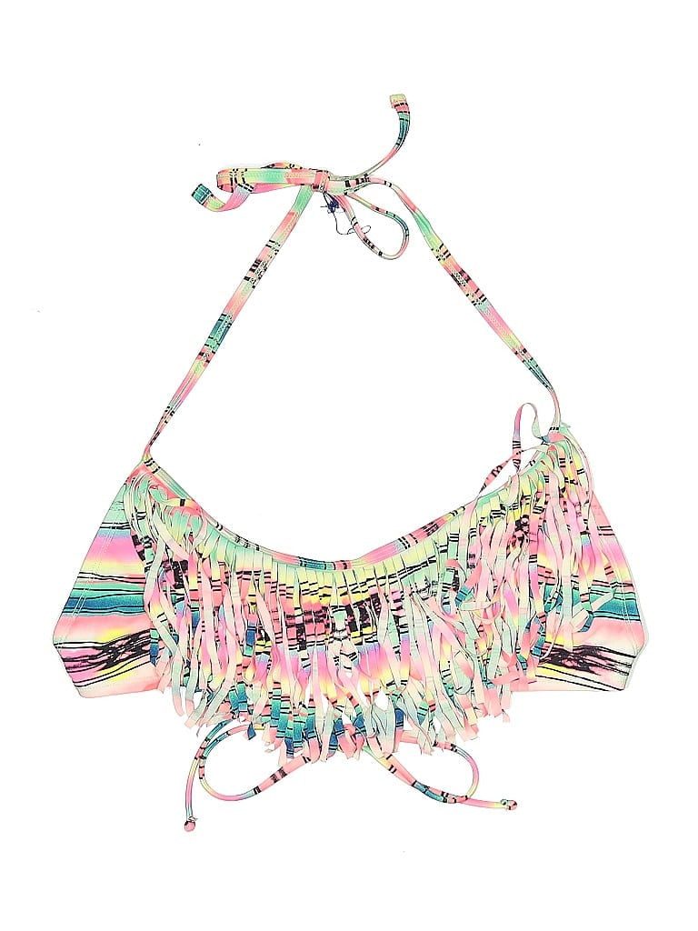 Pre-owned Forever 21 Swimsuit Top Green Print Pattern Swimwear