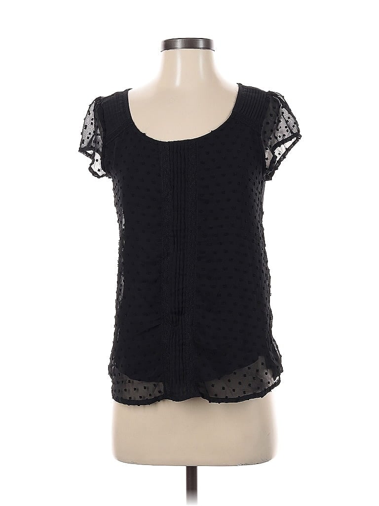 Pre-owned Lauren Conrad Short Sleeve Top Black Scoop Neck Tops