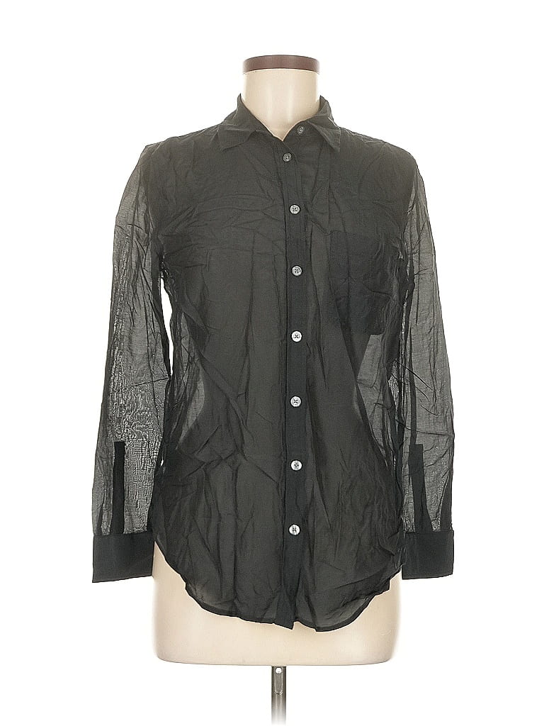 Pre-owned Ann Taylor Long Sleeve Button Down Shirt In Black