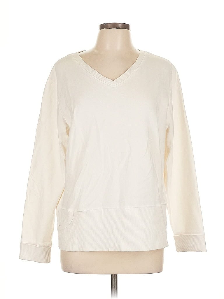 Pre-owned Coldwater Creek Sweatshirt In White