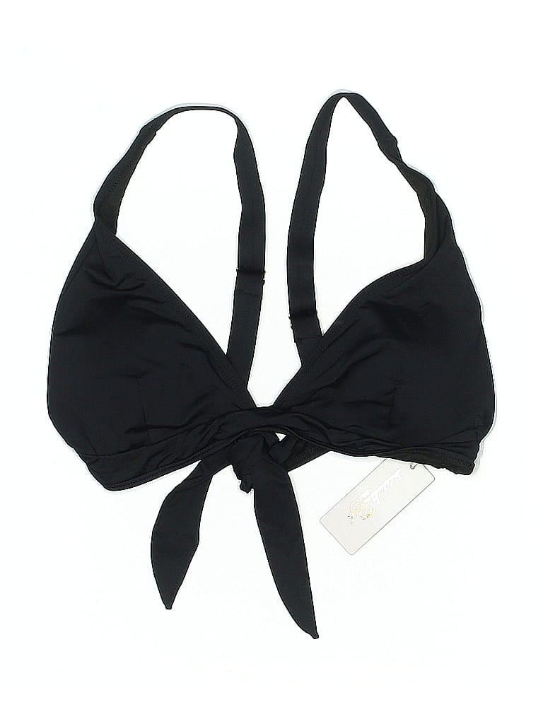 Beach Joy Swimsuit Top Black Solid Pattern Swimwear