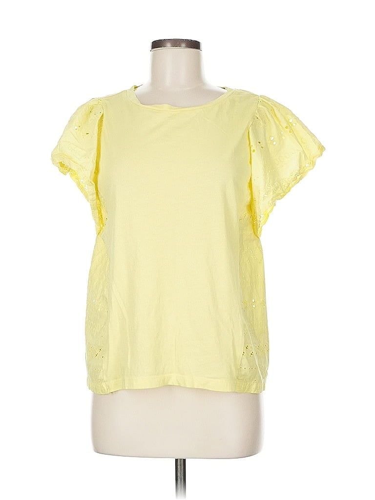 Pre-owned Ann Taylor Loft Short Sleeve Top Yellow Crew Neck Tops