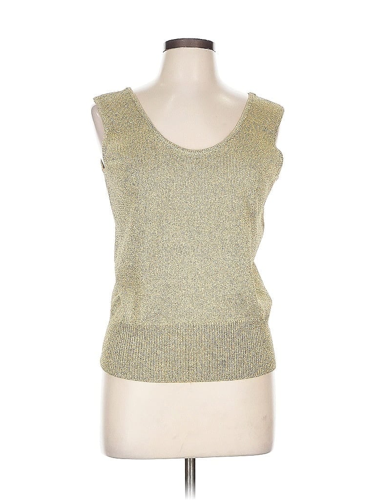 Pre-owned Lillie Rubin Sleeveless Top Gold Scoop Neck Tops