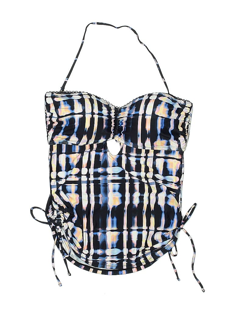 Pre-owned Lucky Brand Swimsuit Top Black Plaid Pattern Swimwear