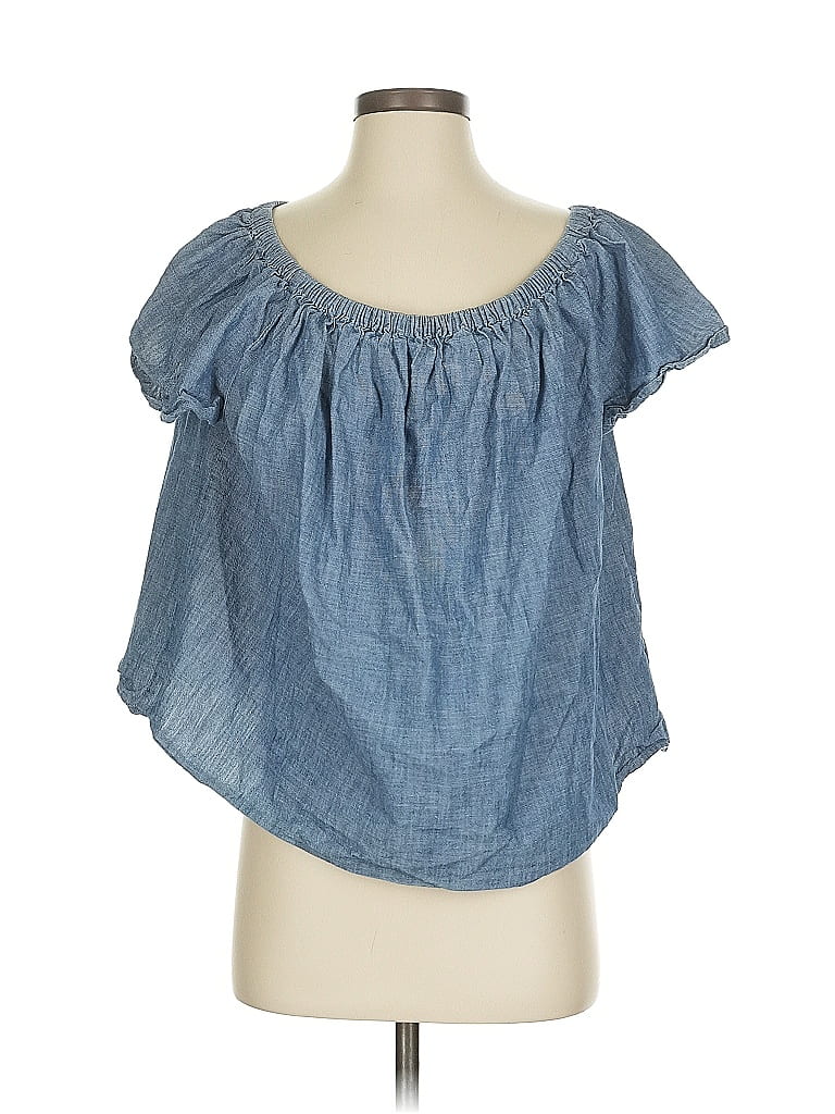 Pre-owned Gap Outlet Short Sleeve Blouse In Blue