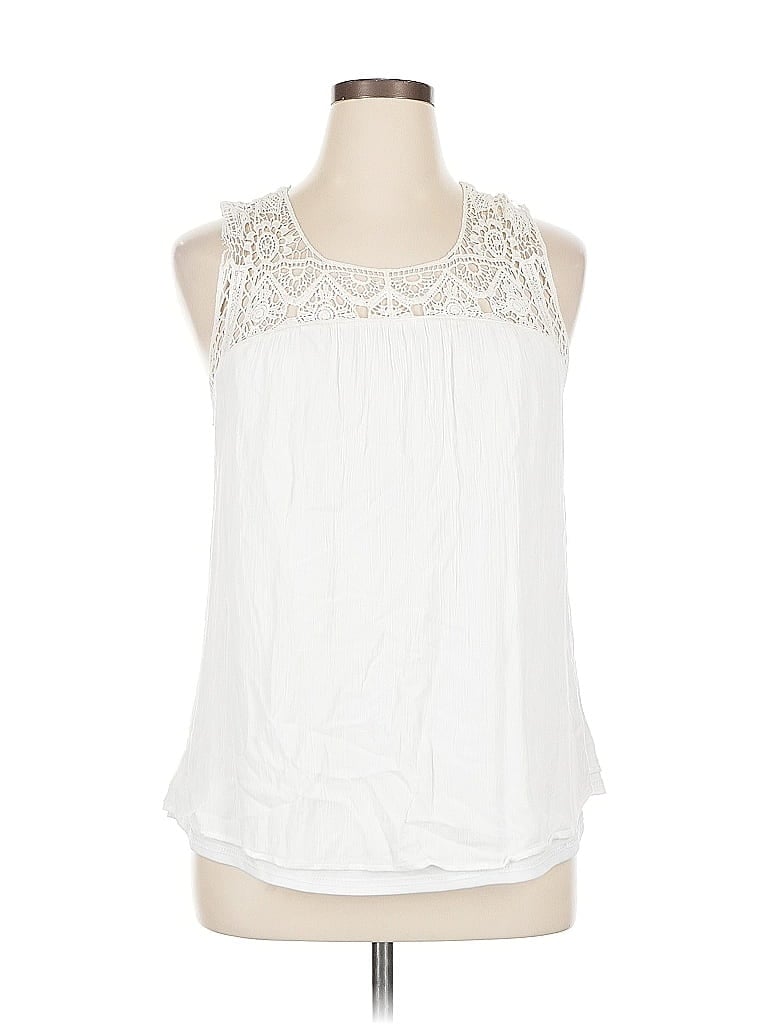 Pre-owned Stone Sleeveless Blouse In White