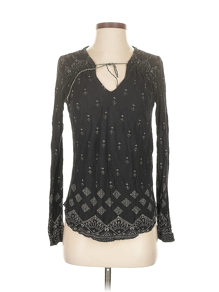 Pre-owned Lucky Brand Long Sleeve Blouse In Black