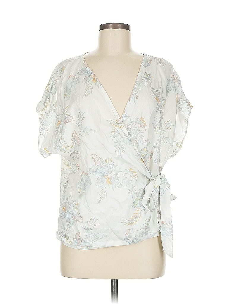 Pre-owned Eddie Bauer Short Sleeve Blouse In Silver