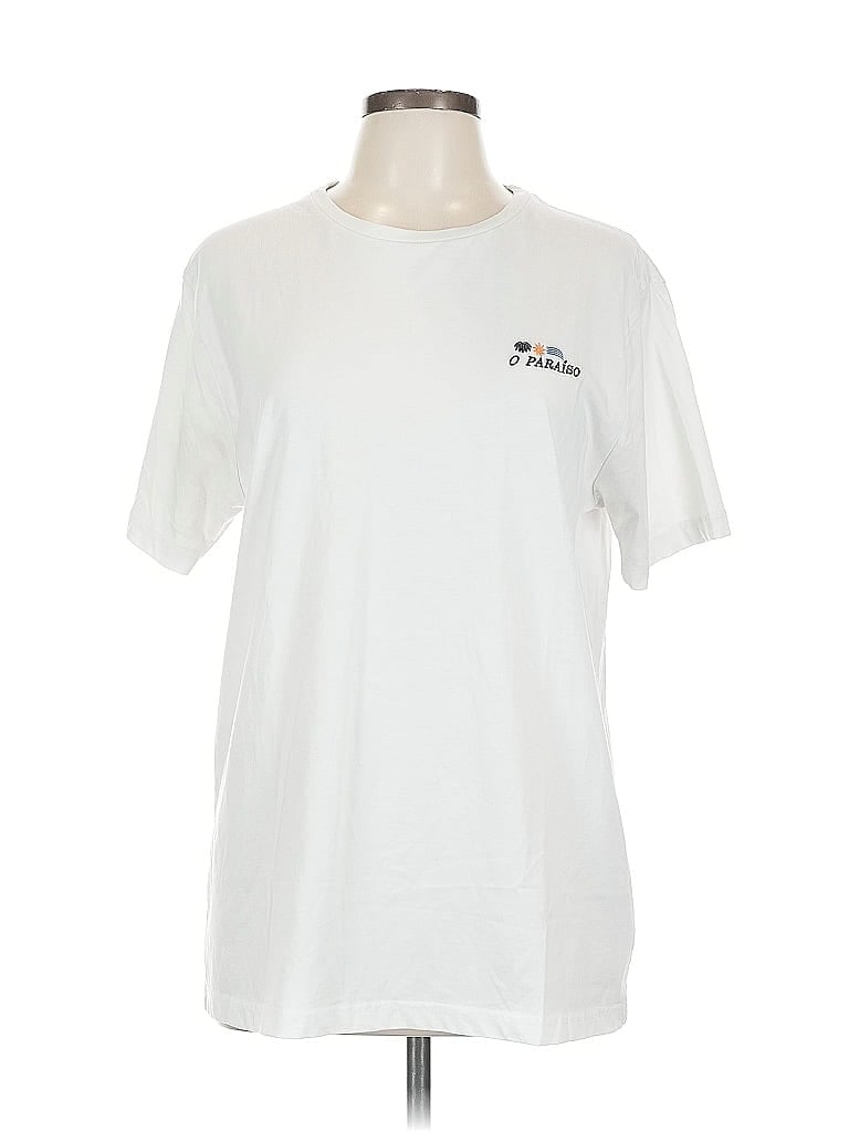 Pre-owned Denim And Flower Short Sleeve T-shirt In White