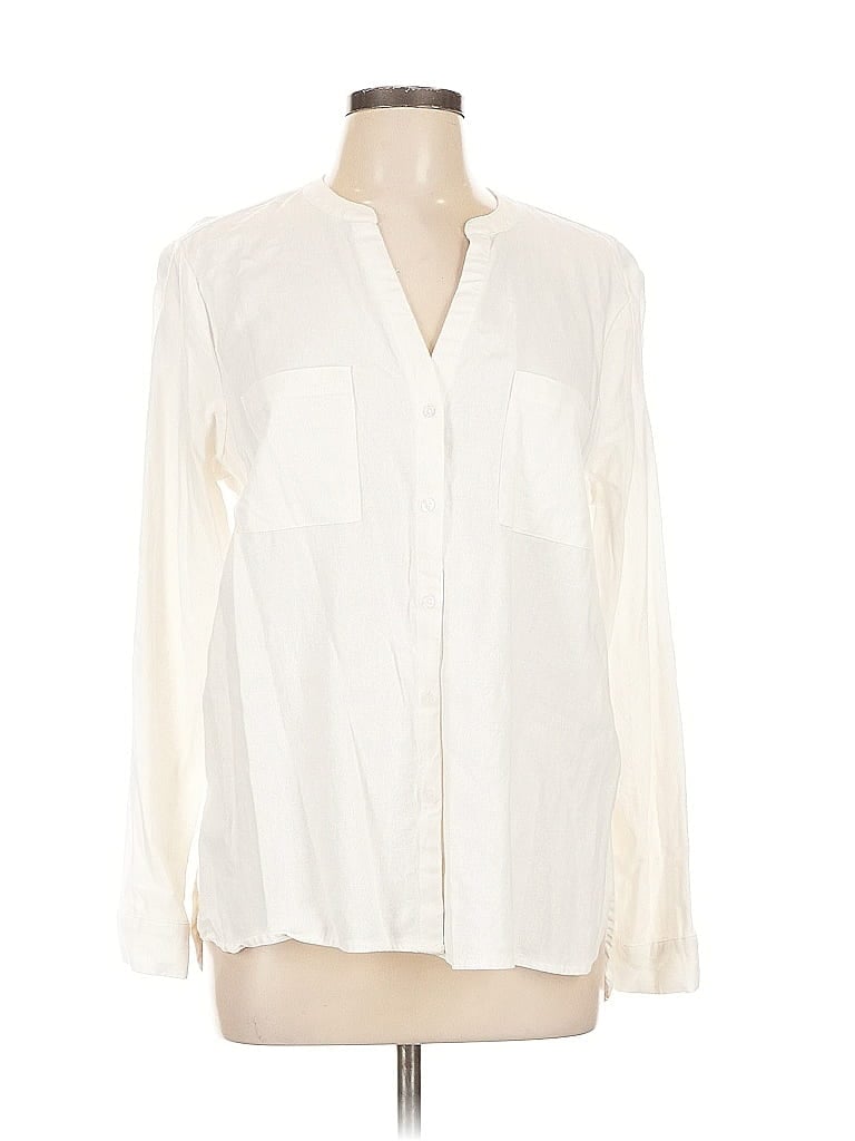 Pre-owned Nine West Long Sleeve Blouse In White