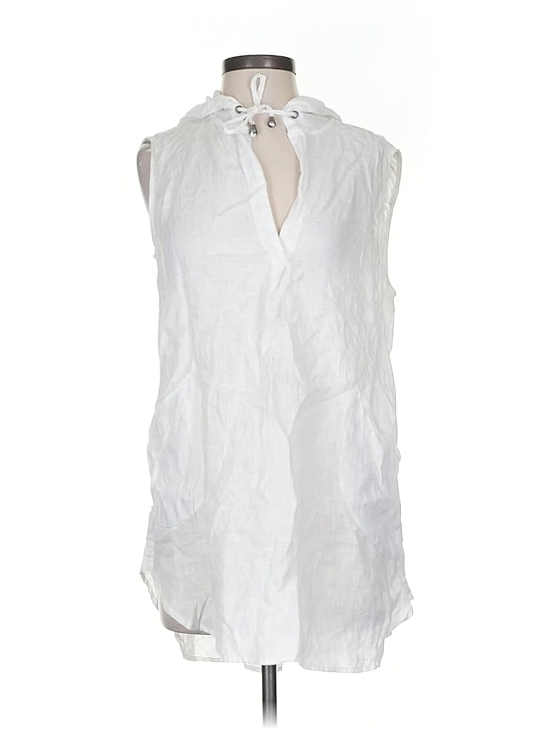 Pre-owned Forcynthia Beachwear Sleeveless Blouse In White