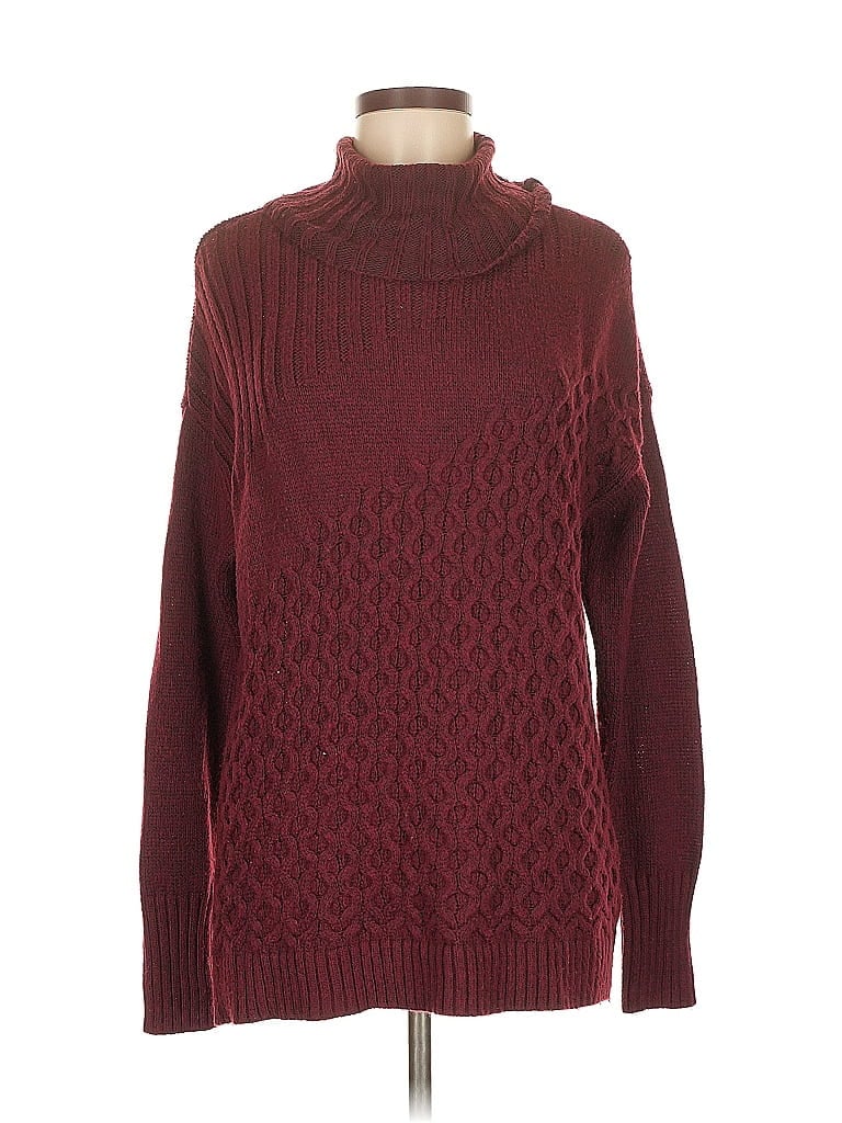 Pre-owned Nine West Turtleneck Sweater In Burgundy