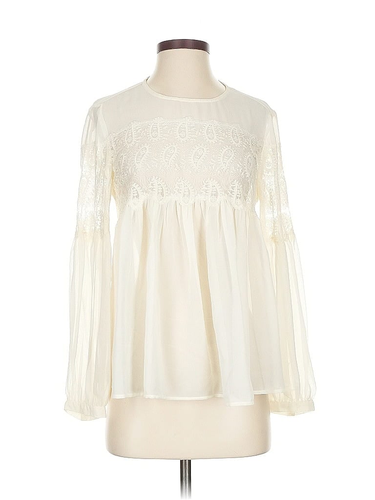 Pre-owned French Connection Long Sleeve Blouse In White