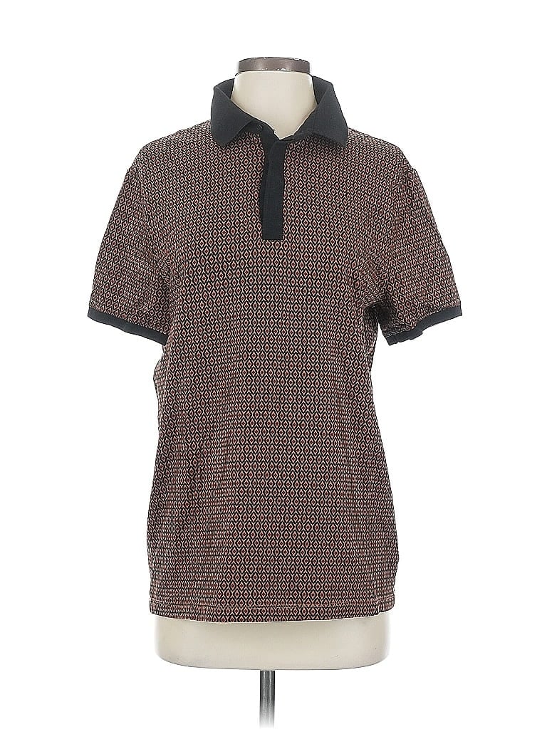 Pre-owned Express Short Sleeve Polo Shirt In Brown
