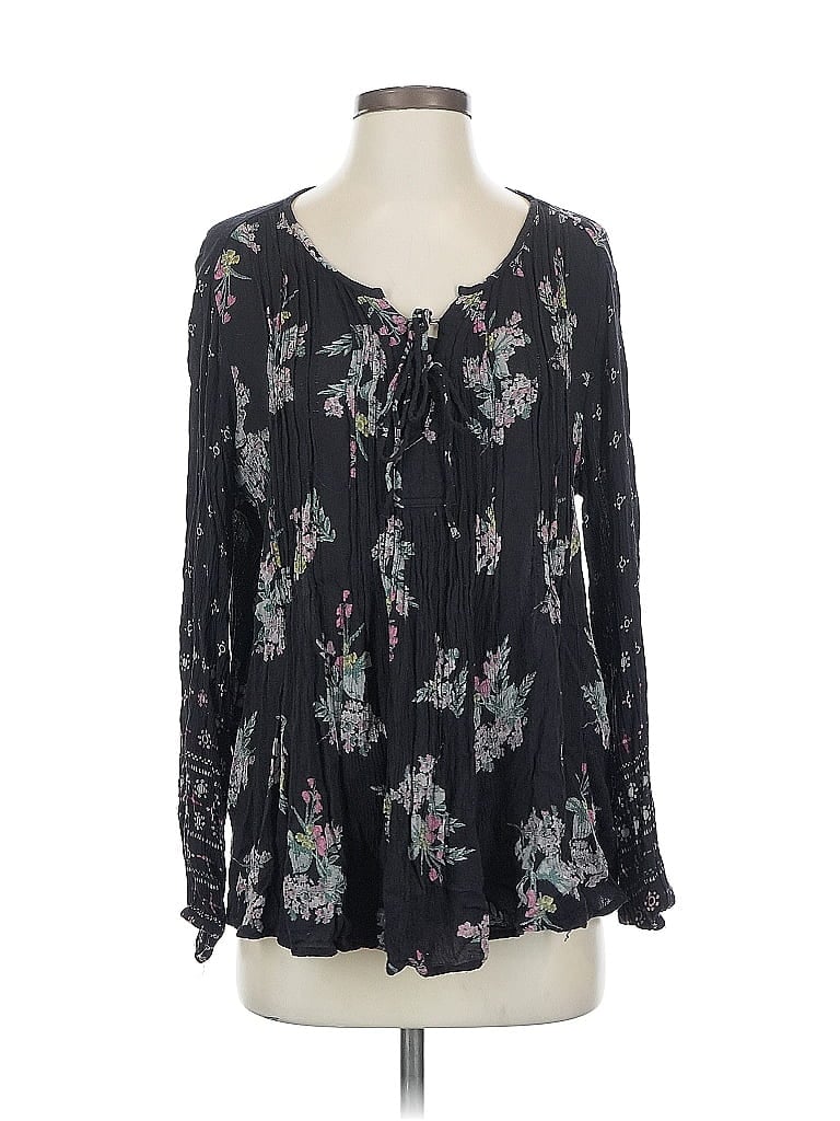 Pre-owned Style & Co Long Sleeve Blouse In Black