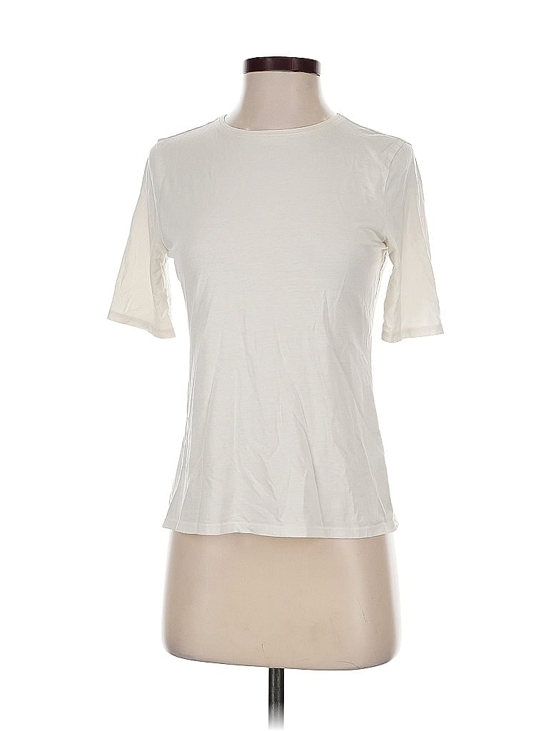 Pre-owned Garnet Hill Short Sleeve T-shirt In White
