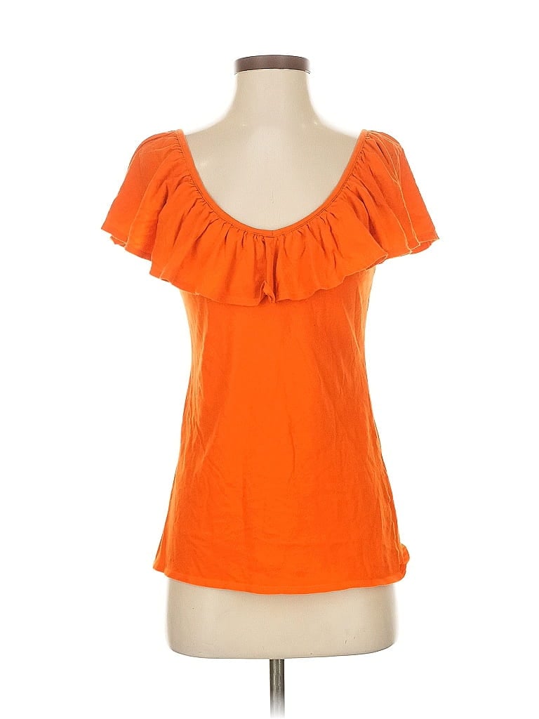 Pre-owned Gianni Bini Short Sleeve Top Orange Sweetheart Neckline Tops
