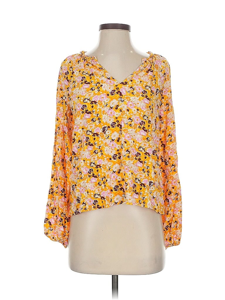 Pre-owned Gap 3/4 Sleeve Blouse In Yellow