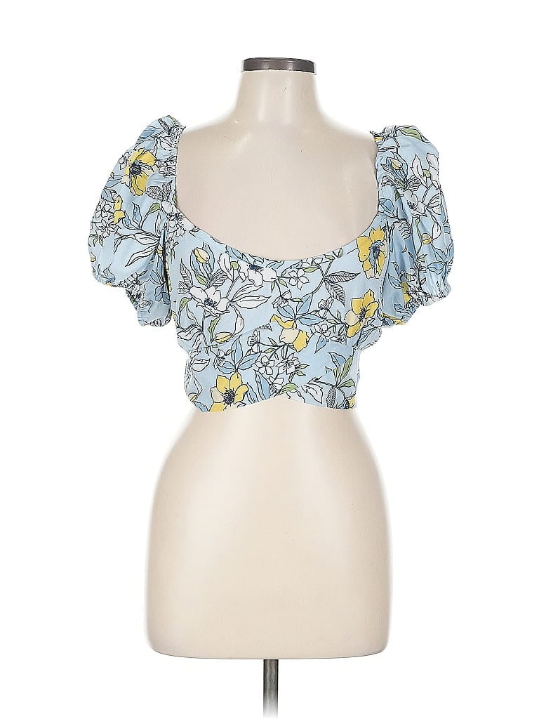 Pre-owned B.o.g. Collective Short Sleeve Blouse In Blue