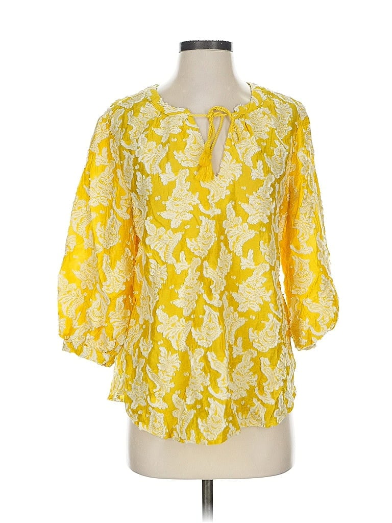 Pre-owned Chico's 3/4 Sleeve Blouse In Yellow