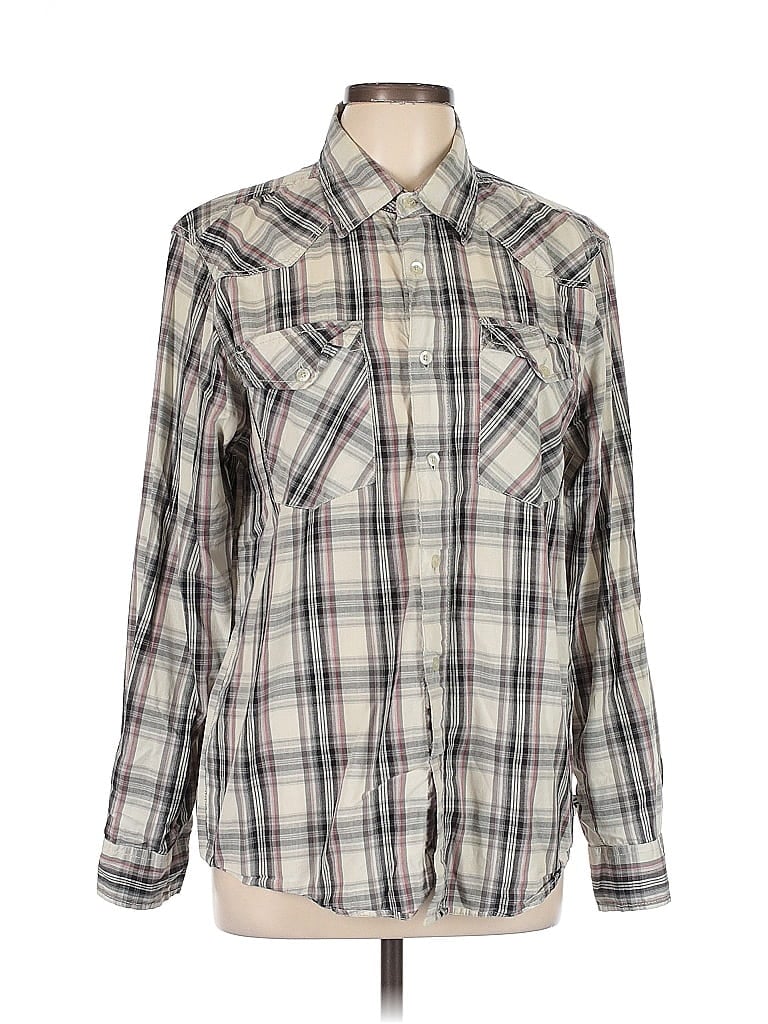 Pre-owned Assorted Brands Long Sleeve Button Down Shirt In Gray