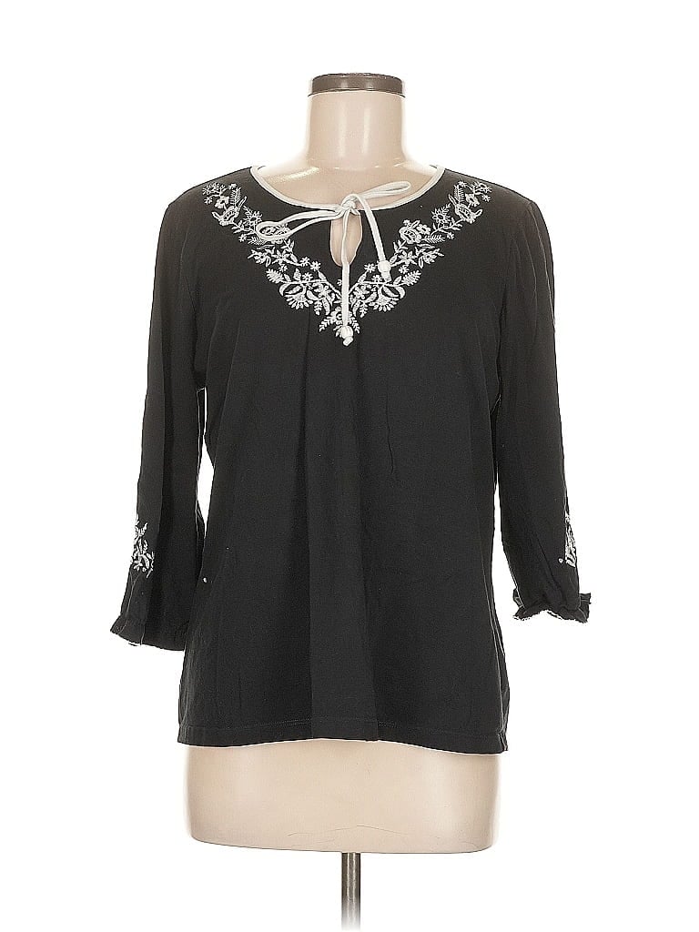 Pre-owned D&co. 3/4 Sleeve Blouse In Black