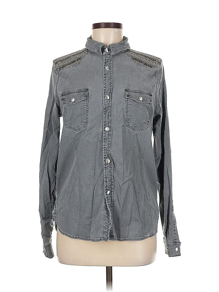 Pre-owned Black Orchid Denim Long Sleeve Button Down Shirt In Gray