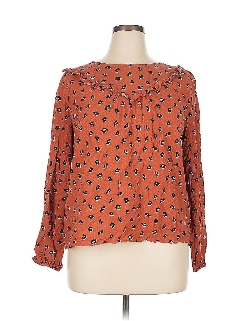Pre-owned Ann Taylor Loft Outlet 3/4 Sleeve Blouse In Orange