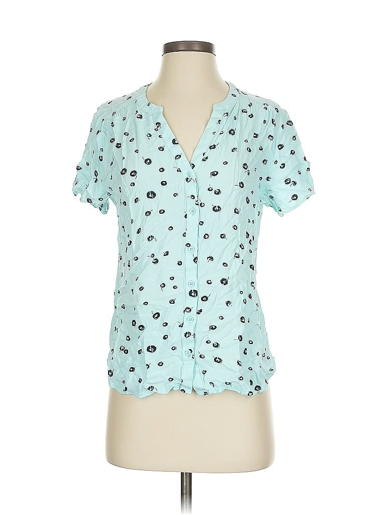 Pre-owned Amazon Essentials Short Sleeve Blouse In Blue