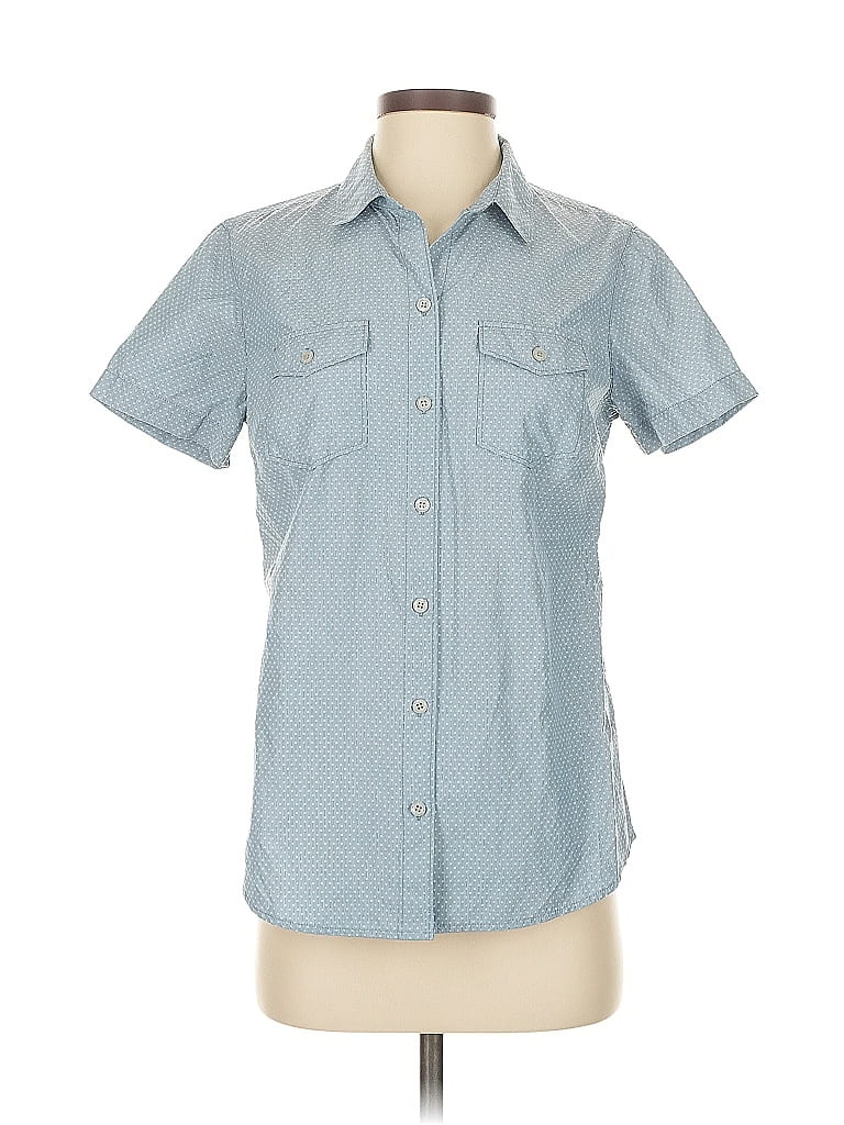 Pre-owned Eddie Bauer Short Sleeve Button Down Shirt In Blue